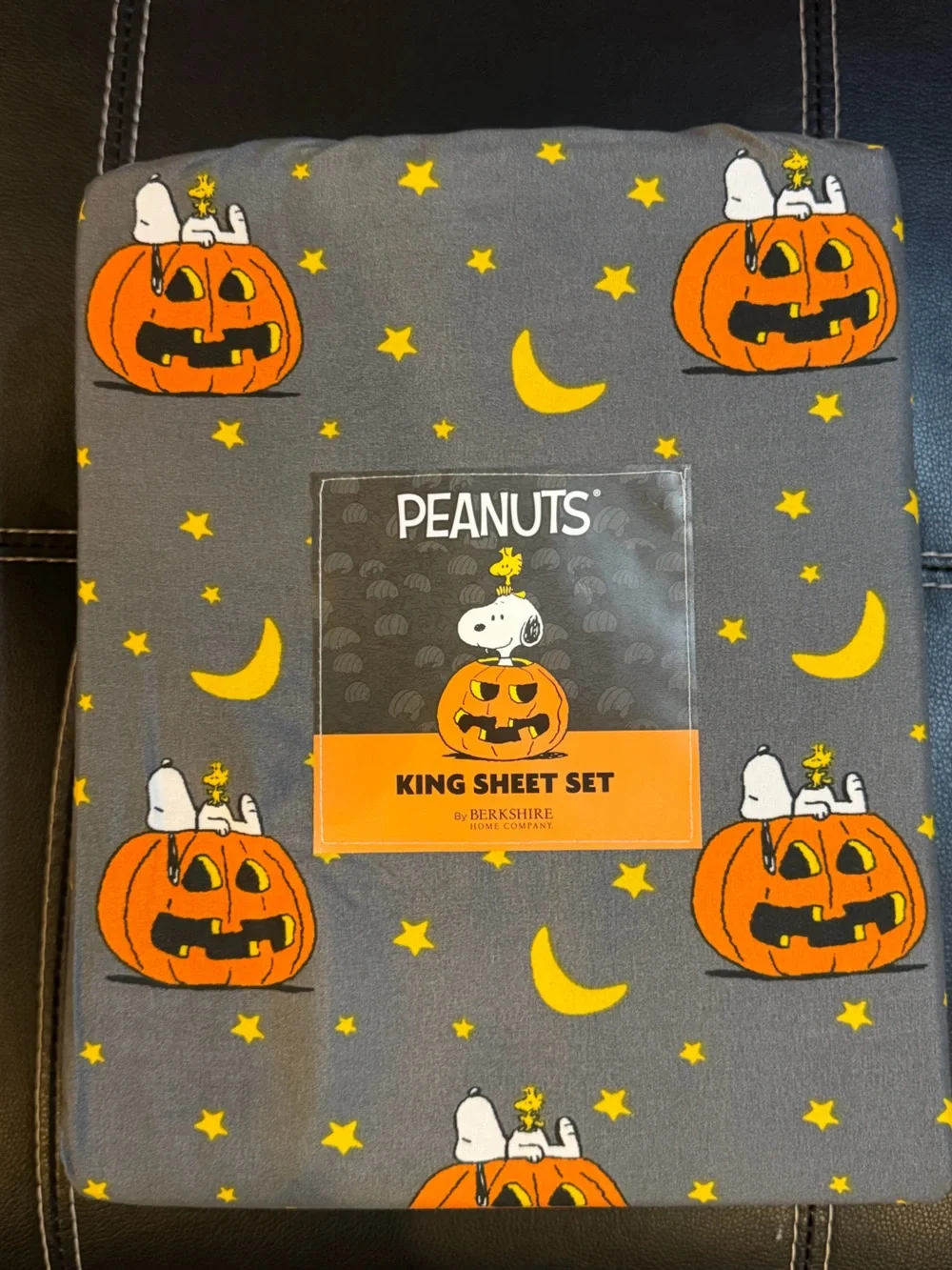 Peanuts Snoopy & Woodstock Halloween Sheet Set - Gray, Orange, Yellow king